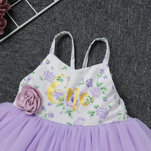 Miniatura 5 de Vestido de cumpleaños de 1.º y 2º cumpleaños para niñas pequeñas, vestido de tutú de tul floral bohemio con diadema de flores para sesión de fotos