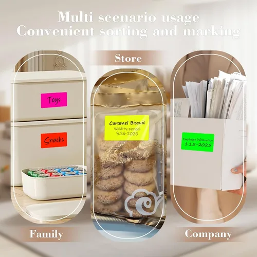 Miniatura 7 de PARLAIM 5 x 3 pulgadas Rectángulo de colores pegatinas de inventario, 1000 unidades de 4 rollos de etiquetas adhesivas cuadradas para cajas móviles