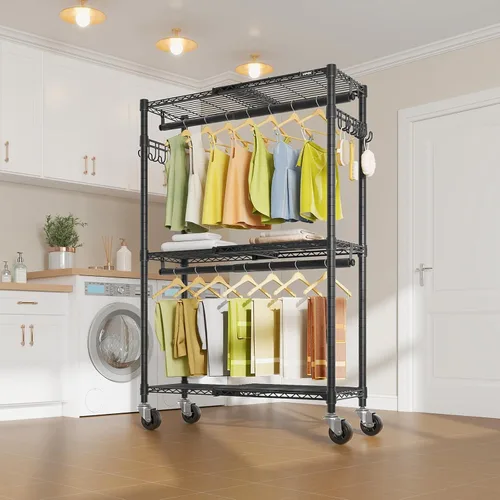 Miniatura 2 de VIPEK R2X - Armario portátil expandible con ruedas con cerradura, capacidad de 600 libras, perchero resistente con estantes ajustables y barra