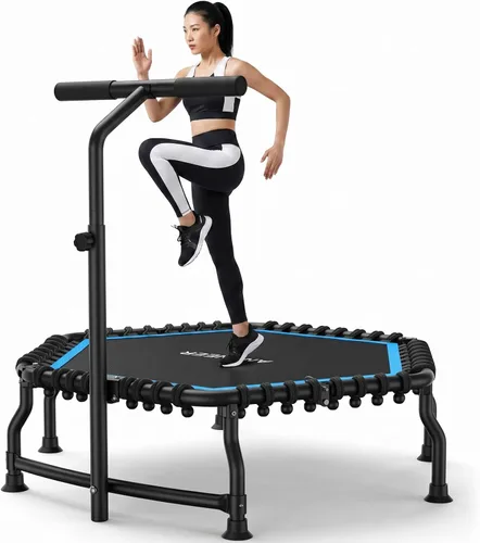 Miniatura 12 de ANCHEER Trampolín de rebote de 50 pulgadas para adultos, mini trampolín plegable 2026 con barra, trampolín de ejercicio para adultos, carga máxima