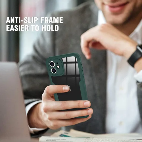 Miniatura 7 de Funda compatible con iPhone 11, diseño transparente de cuerpo completo con protector de pantalla integrado, a prueba de golpes, antiarañazos, Verde