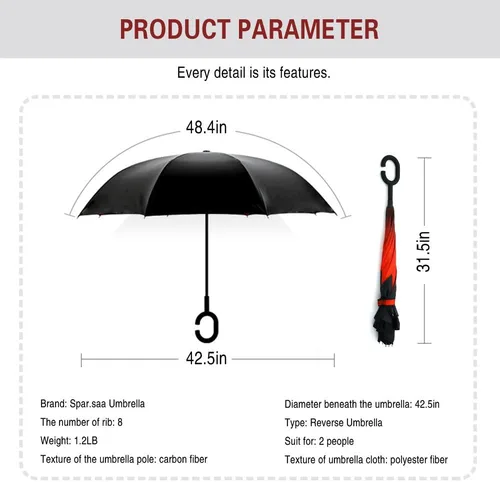 Miniatura 173 de SIEPASA Paraguas invertido invertido de 49/56 pulgadas, doble toldo extra grande, ventilado, resistente al viento, impermeable, paraguas de golf
