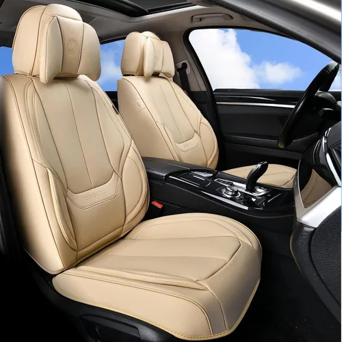 Coverado - Fundas de asiento universales, juego completo, 5 fundas de asiento universales para autos, fundas de asiento impermeables de cuero napa