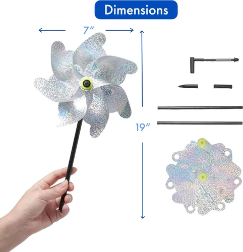 Miniatura 3 de Paquete de 8 unidades disuasorias de aves para exteriores, ruedas reflectantes para jardín y patio, molinos de viento holográficos de 7 x 19