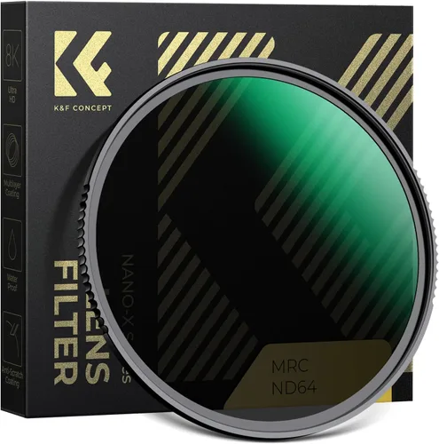 K&F CONCEPT Filtro de lente ND64 de 1.929 in (filtro de densidad neutra fijo de 6 paradas), 28 recubrimientos multicapa HD impermeable ultra delgado