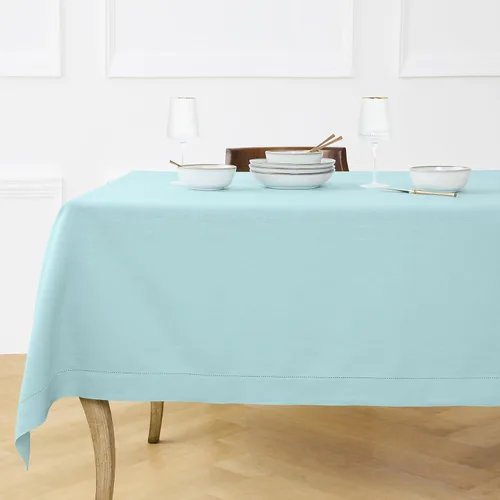 Miniatura 26 de Solino Home Mantel de lino azul polvoriento, 60 x 120 pulgadas, mantel de lino 100% puro con vainica para mesas rectangulares, dobladillo clásico