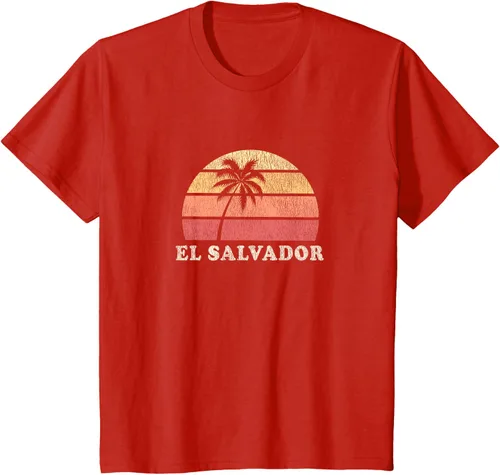 Miniatura 3 de El Salvador Vintage 70s Retro Throwback Design Camiseta, Azul