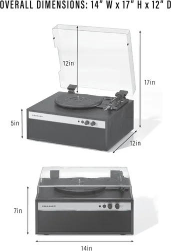 Miniatura 8 de Crosley CR6048A-BK - Reproductor de discos de vinilo con Bluetooth estroboscópico con sincronización de música, luces LED que cambian de color, Negro