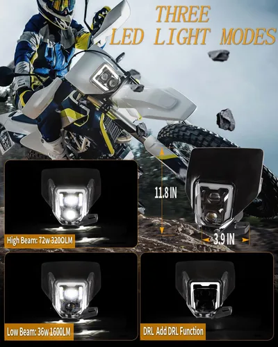 Miniatura 4 de RAMJET4X4 LED Faro de Moto de Tierra Motocross con Marco Compatible con 2017-2024 Husqvarna FE 250 350 450 501 701, TE150 250i 300i, FC250 350 450