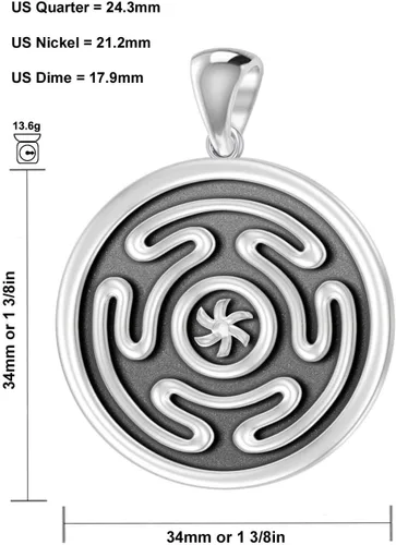 Miniatura 3 de Nuevo colgante de plata de ley 925 griega con diseño de rueda de hécate.1.339 in, Plata esterlina
