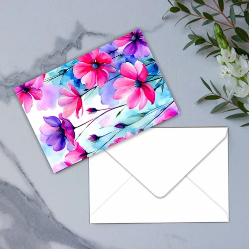 Miniatura 3 de PARTH iMPEX 36 tarjetas de notas florales en blanco con sobres - 10x15 cm Tarjetas de felicitación para todas las ocasiones, flores de acuarela