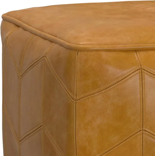 Miniatura 11 de SIMPLIHOME Morden Puf cuadrado – Otomano tapizado de cuero genuino de 18 pulgadas de ancho en marrón, reposapiés contemporáneo o asiento adicional