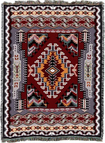 Miniatura 14 de Pure Country Weavers Manta Butte Clay - Inspirada en los nativos americanos del suroeste - Tapiz manta de regalo tejido de algodón - Fabricado