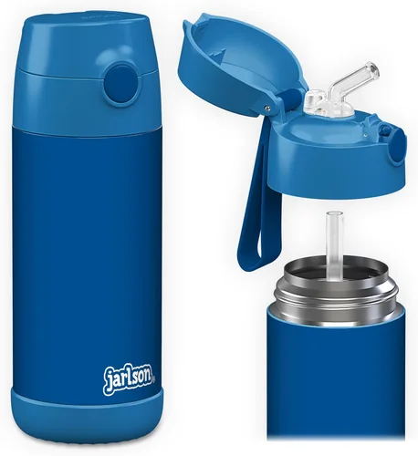 Miniatura 11 de Jarlson® CHARLI - Botella de agua para niños [12 onzas], botella térmica de acero inoxidable con pajilla, botella de agua aislada a prueba