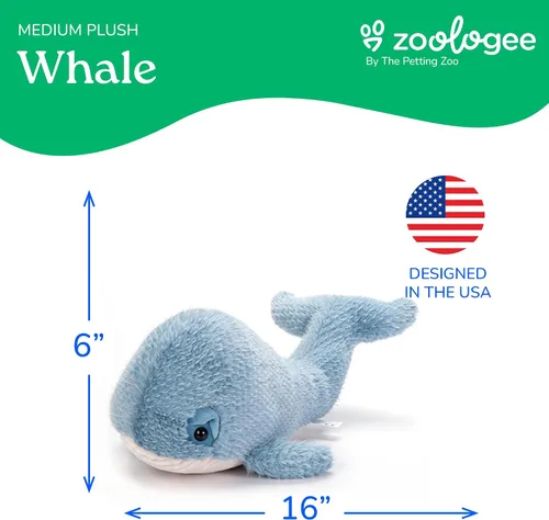 Miniatura 3 de The Petting Zoo Peluche de ballena, regalos para niños, animales marinos Fuzzlez, juguete de peluche de ballena, 15 pulgadas