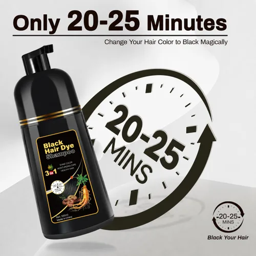 Miniatura 5 de Champú de tinte para cabello negro 3 en 1 Champu para canas, para cobertura de cabello gris, champú de color negro herbario natural para mujeres
