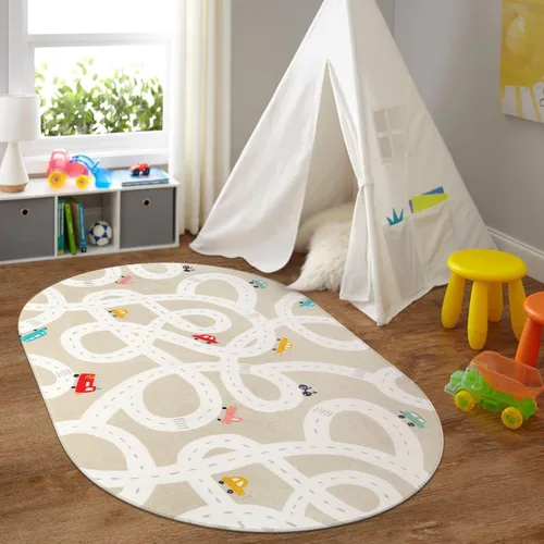 Miniatura 10 de LIVEBOX Alfombra de Juego Antideslizante Azul de 3'x5' para Niños, Alfombra de Carretera Lavable a Máquina para Sala de Juegos, Alfombra de Sala