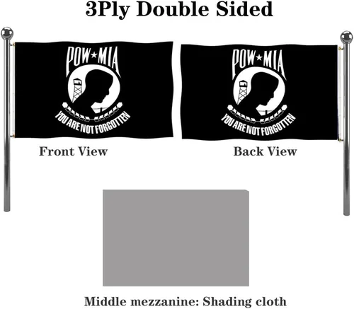 Miniatura 2 de Jayus Banderas militares Pow Mia de doble cara de 2 x 3 pulgadas para exteriores, nailon resistente 320D Pow You Are Not Forgotten Prisoner of War
