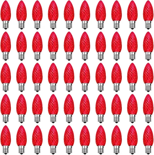 Miniatura 9 de Meconard Bombillas LED C9 de repuesto para Navidad, bombillas LED inastillables C9 para luces de Navidad para interiores y exteriores, base