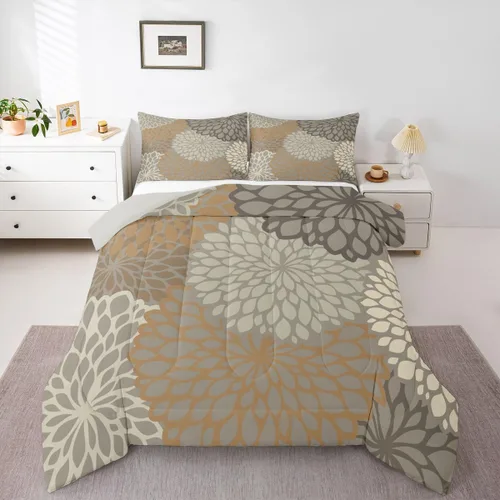 Miniatura 12 de Erosebridal Juego de edredón de dalia azteca para adultos, mujeres y niñas, ropa de cama floral, tamaño individual, relleno de edredón de flores