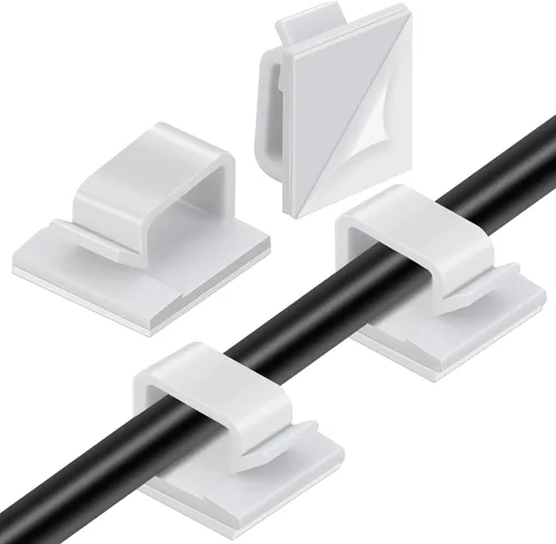 Miniatura 9 de Segarty Clip para cables, 100 unidades pequeñas de color negro, ideal para organizar cables, autoadhesivas, gestión de cables para colgar cables