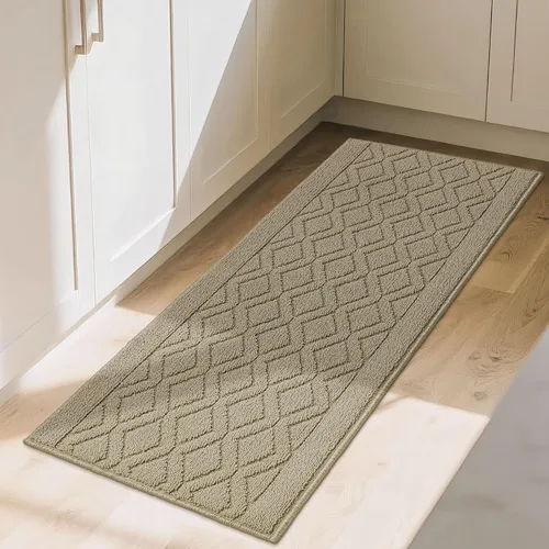 Miniatura 47 de COSY HOMEER Tapete de cocina antideslizantes, absorbentes para el piso, alfombra de cocina lavable, tapete de pie para fregadero, alfombra de Beige