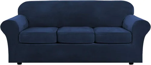Miniatura 12 de cjc Fundas elásticas para sofá de terciopelo de fácil ajuste con funda de cojín (gris, sillon)