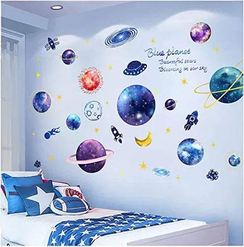 Miniatura 10 de Quanhaigou Calcomanías de luna que brillan en la oscuridad para pared o techo – Calcomanías de pared de luna grande luminosas verdes decoración