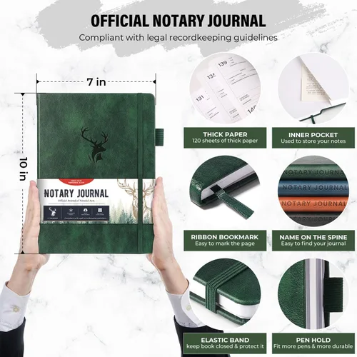 Miniatura 3 de molekaus Diario de notario, libro de registro de notario, diario público para actos notariales con 236 entradas de registro notarial, páginas Verde