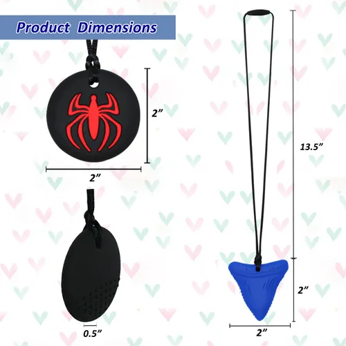 Miniatura 6 de Collares masticables para niños sensoriales varones, paquete de 6 collares masticables juguetes sensoriales para niños con autismo, TDAH, SPD