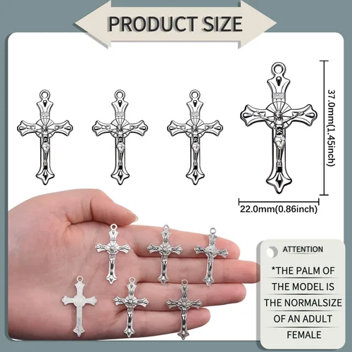 Miniatura 2 de Weyuley 100pcs plata antigua plata plateado cruz encantos colgante DIY pulseras collar joyería fabricación artesanía al por mayor 1.457 inx0.827 in