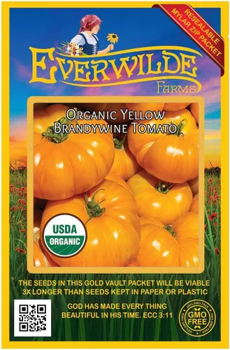 Miniatura 4 de Everwilde Farms - Semillas de tomate tradicionales de brandywine amarillo orgánico de 1 onza - Paquete Gold Vault