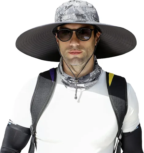 Miniatura 9 de Leotruny Sombreros de ala ancha para hombre UPF50+ sombrero impermeable transpirable para pesca, senderismo, camping