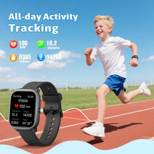 Miniatura 4 de Reloj inteligente para niños y niñas sin necesidad de APP/teléfono, reloj deportivo para niños de 1.8" IP68 resistente al agua, podómetro, monitor