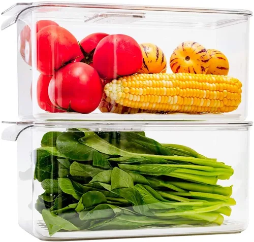 Miniatura 6 de SANNO Contenedores para verduras y frutas para nevera, contenedores para congelador, organizador de refrigerador con tapa de ventilación y bandeja