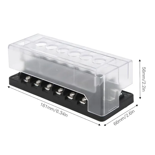 Miniatura 7 de Raguso Caja de 6 vías Coche Bloque Línea Disyuntor Estaño Plateado Cobre Independiente Circuito Buena Conductividad para Faros de Coche Navegación