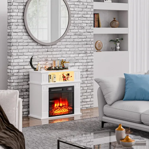 Miniatura 8 de BOSSIN - Chimenea eléctrica de 28 pulgadas con repisa, inserto de chimenea reemplazable con control remoto, independiente, efecto realista de leña