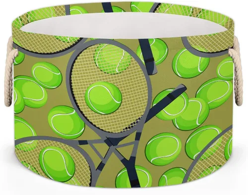 Miniatura 29 de Cesta de almacenamiento redonda grande de béisbol, canasta de almacenamiento circular plegable para béisbol, con asa para niños, manta de juguetes
