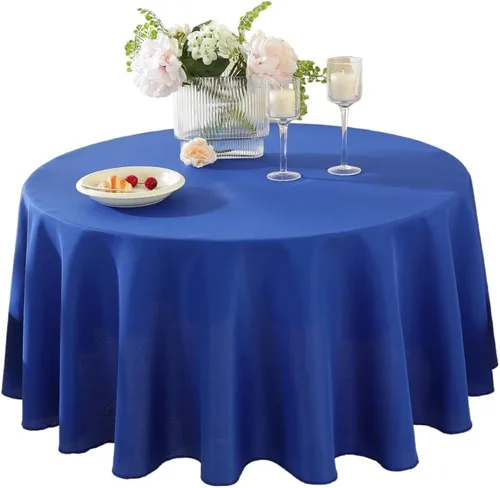 Miniatura 9 de Paquete de 2 Manteles Redondos de 120 Pulgadas de Carbón, Mantel de Poliéster Lavable para Uso en el Hogar, Fiestas, Bodas o Restaurantes.