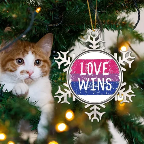 Miniatura 4 de Adornos de Navidad para árbol Love Wins Bisexual Lesbianas Adornos Gay Decoración de árbol de Navidad Recuerdo Bisexual Orgullo Arco Iris Gay LGBTQ