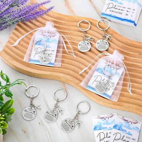 Miniatura 4 de Tondiamo Flight Attendant Gifts Bulk Airplane Keychain with Thank You Cards for Travel Adventure Party Favor Holiday Gift