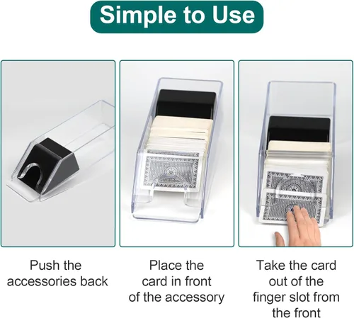 Miniatura 6 de Bandeja para zapatos de blackjack de 4 barajas y desechos, dispensador de tarjetas de acrílico transparente, dispensador de tarjetas de zapatos