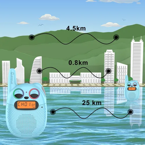 Miniatura 4 de Qniglo Walkie Talkies para niños recargables, paquete de 2 unidades, juguetes de regalo de Navidad y cumpleaños para niños de 3 a 12 años