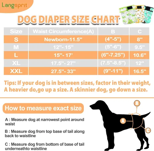 Miniatura 3 de Langsprit - Pañales lavables para perro hembra, sin fugas, reutilizables, para perritas en período, calzones altamente absorbentes con broches a