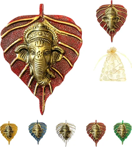 Miniatura 26 de LOVENSPIRE Ganesha de hoja de metal para colgar en la pared, decoración para el hogar, sala de estar, oficina, obra decorativa de arte indio