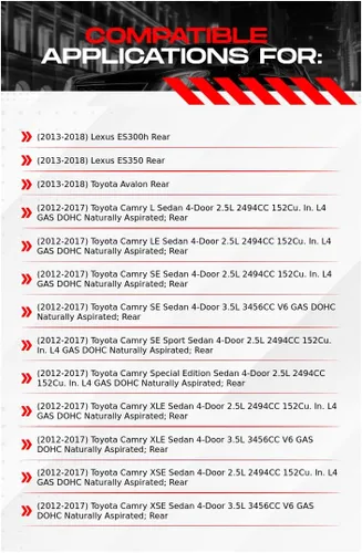 Miniatura 2 de R1 Concepts Kit de freno trasero para Lexus ES300h, ES350, Toyota Avalon 2013-2018, Toyota Camry 2012-2017 Rotores de freno ranurados perforados