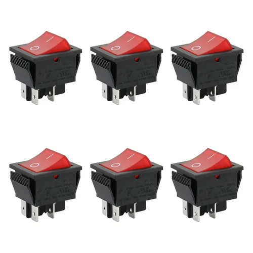 Miniatura 2 de BAOMAIN Interruptor basculante DPST, encendido/apagado de 4 pines 16A 250 V CA, interruptor de alimentación iluminado LED rojo, reconocido por UL