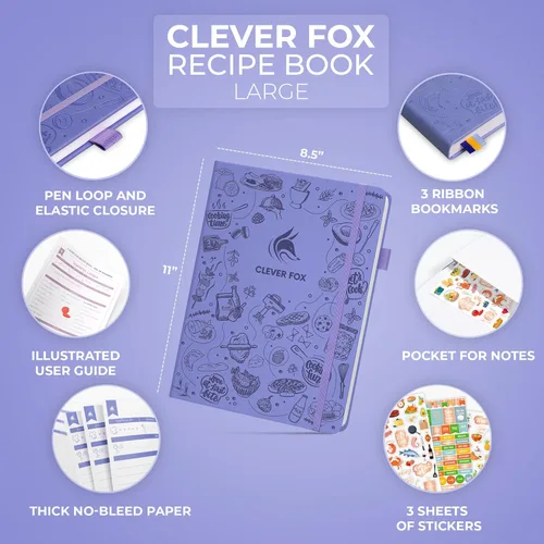 Miniatura 2 de Clever Fox Libro de recetas – Haz tu propio libro de cocina familiar – Organizador de cuaderno de recetas en blanco – Diario de cocina vacío