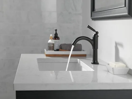 Miniatura 2 de Delta Faucet Saylor - Grifo de baño negro mate, grifo de baño de un solo agujero, grifo de lavabo de baño de una sola manija, tecnología de sello