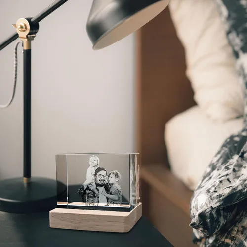 Miniatura 4 de Foto de cristal 3D personalizada Regalo de imagen de vidrio grabado con láser personalizado para papá, mamá, esposa, él, ella Ideal para boda